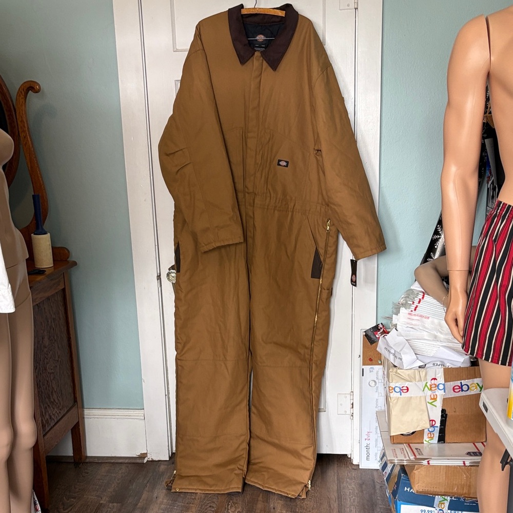 Dickies Duck Brown Insulated Full-Length Coverall with Dark Collar Size 3XL